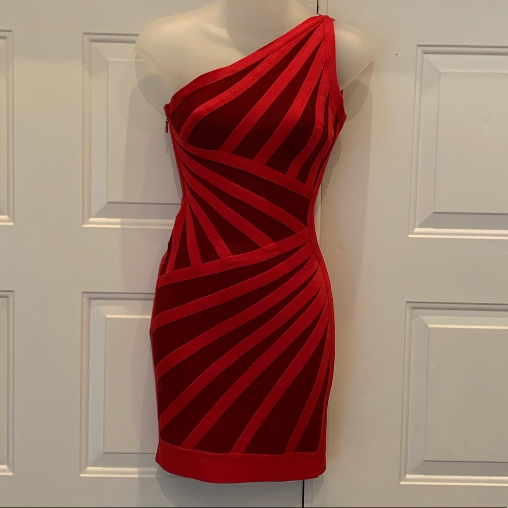 Herve Leger Carmela One Shoulder Bandage Mini